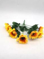 10x Buque Galho De Girassol Artificial 70 Florzinhas