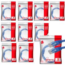 10x Cabo De Rede Patch Cord Gigabit Cat5e Até 1gb Azul 2m