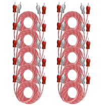 10x Cabo RCA Injetado 1M Plug em Metal Espessura 4mm Tech One