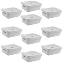 10x Caixa Plastica Multiuso Organizadora 10,5L Ou Branco