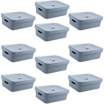 10x Caixa Plastica Multiuso Organizadora 10,5L Ou Cube Azul 10x Caixa Plastica Multiuso Organizadora 10,5L Ou Cube Azul