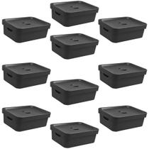10x Caixa Plastica Multiuso Organizadora 10,5L Ou Cube Preto