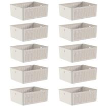 10x Cesto 12L Organizador Ou Flow Bege 13cm X 27cm X 34cm