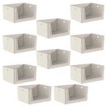 10x Cesto Caixa 16L Multiuso OU Flow Bege c/ Abertura