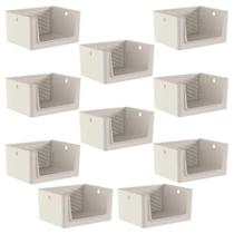 10X Cesto Caixa 16L Multiuso Ou Flow Bege Com Abertura