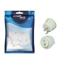 10x Chave Gangorra Redonda C/ 2 Terminais Faston - Branco