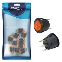 10x Chave Gangorra Redonda Kcd1-106n Acende com Neon Laranja 10x Chave Gangorra Redonda Kcd1-106n Acende com Neon Laranja