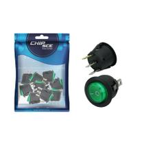 10x Chave Gangorra Redonda Kcd1-106n Acende com Neon Verde 10x Chave Gangorra Redonda Kcd1-106n Acende com Neon Verde