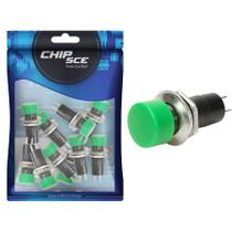 10x Chave Push Button 2 Terminais Com Trava Psb-16a - Verde