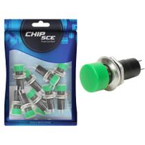 10X Chave Push Button 2 Terminais Com Trava Psb-16A - Verde