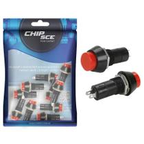 10X Chave Push Button 2 Terminais Com Trava Psd-11A Vermelho