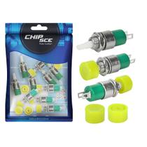 10x Chave Push Button 2 Terminais N/A S/ trava Ds323 Amarelo