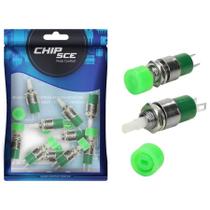 10X Chave Push Button 2 Terminais N/A Sem Trava Ds-323 Verde