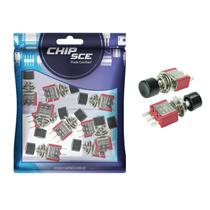 10x Chave Push Button 3 Terminais sem trava Ds-612 - Preto