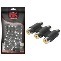 10x Conector Adaptador Emenda Rca Tripla Fêmea X Fêmea