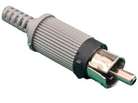 10x Conector Plug Rca Macho Cinza Com Mola