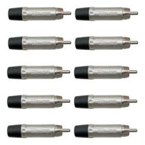 10x Conector Plug RCA Macho Wireconex Preto - WC 1212