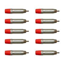 10x Conector Plug RCA Macho Wireconex Vermelho - WC 1212