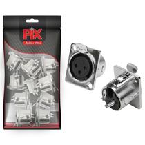 10x Conector Xlr Cannon Fêmea para Painel Linha Pro c/ trava