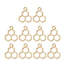 10x/Conjunto Ouro Honeycomb Blank Frame UV Resin Pendant Open Bezel Setting for DIY - 2