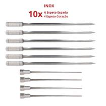 10x Espetos De Inox Com Lâmina 50cm 6-Espada e 4-Coração