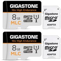 10x High Endurance Cartão Micro SD MLC GIGASTONE Industrial de 8 GB, pacote com 2 unidades, gravação de vídeo em Full HD, câmera de segurança, câmera de painel, compatível com vigilância de 85 MB/s, U1, com adaptador 5 anos de recuperação gratuita de dados