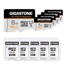 10x High Endurance Cartão Micro SD MLC GIGASTONE Industrial de 8 GB, pacote com 5 unidades, gravação de vídeo em Full HD, câmera de segurança, câmera de painel, compatível com vigilância de 85 MB/s, U1, com adaptador 5 anos de recuperação gratuita de dados