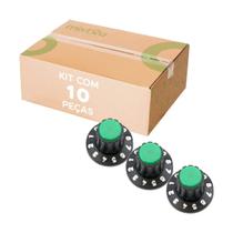 10x Knob Redondo Numerado Estriado c/ Parafuso 1426 Verde