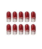 10X Lampada Filamento Vidro T10 12v W5W W2.1X9.5D Vermelho