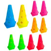 10x Mini Cone Sinalização Esportivo 23cm Agilidade Furado COLORIDO 10x Mini Cone Sinalização Esportivo 23cm Agilidade Furado COLORIDO
