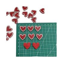 10x pequeno coração vermelho remendo strass diy acessórios de cabelo remendo de costura de roupas