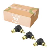 10x Plug Adaptador Rca Macho X Fêmea- (formato L) 90º Graus