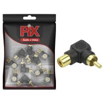 10x Plug Adaptador Rca Macho X Fêmea- (formato L) 90º Graus