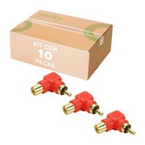 10x Plug Adaptador Rca Macho X Fêmea- (formato L) 90º Graus 10x Plug Adaptador Rca Macho X Fêmea- (formato L) 90º Graus
