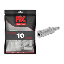 10x Plug Conector J2 P2 Fêmea Mono Profissional Níquel 10x Plug Conector J2 P2 Fêmea Mono Profissional Níquel