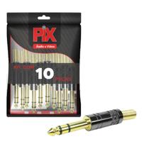 10x Plug P10 Estéreo Premium Profissional Série Ninja Gold - PIX
