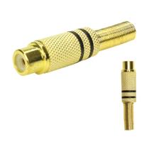 10x Plug Rca Fêmea Gold 24k Linha Profissional 4mm Original