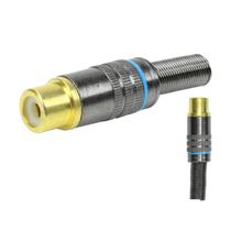 10x Plug Rca Fêmea Profissional Grafite - Ponta Ouro 24k