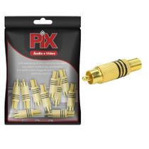 10x Plug Rca Gold 24k Linha Profissional 6mm - Original PIX