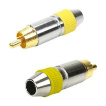 10x Plug Rca Macho Profissional Style Pix Ponta Ouro 24k