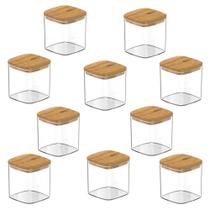 10x Pote Hermetico Cozinha 150ml OU Keep com Tampa de Bambu