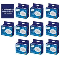 10x Spot Led Embutir 6,2w 3000k Philips Redondo Luz Quente