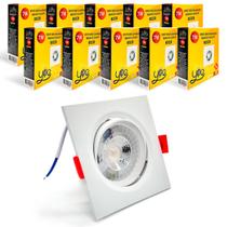 10x Spot Led Quadrado Embutir 7w Branca Quente Amarela 3000k