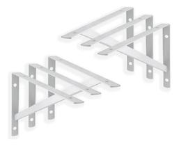 10x Suporte Cantoneira Mão Francesa Branco P/prateleira 30cm