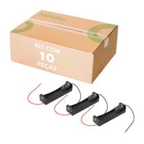 10X Suporte para 1 Pilha AA Pequeno - Preto Alta Qualidade