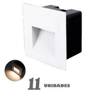 11 Balizador De Parede Embutir Quadrado Branco Led 3w Zan08