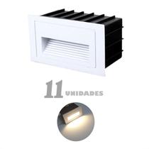 11 Balizador Parede Externo Embutir Retangular LED 3000K Zan42