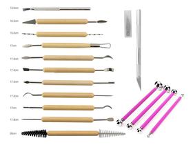 11 Esteca Plastilina + Boleadores E Caneta Estilete Precisão