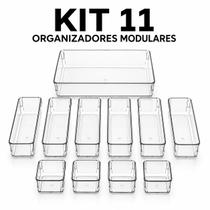 11 Organizadores Acrilico Cristal Modular Multiuso Retangular Transparente Cesto Porta Maquiagem 11 Organizadores Acrilico Cristal Modular Multiuso Retangular Transparente Cesto Porta Maquiagem