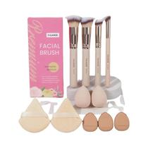 11 Pcs Kit De Ferramentas De Maquiagem Maange 4 Pcs Conjunto De Pincéis Em Pó Puff Esponja Almofada